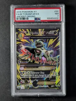2015 Pokemon M TYRANITAR EX #92/98 XY Ancient Origins Ultra Rare English PSA 7 - Image 1