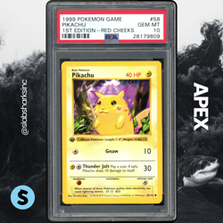 1999 POKEMON BASE SET 1ST EDITION SHADOWLESS #58/102 PIKACHU RED CHEEKS PSA 10 - Image 1
