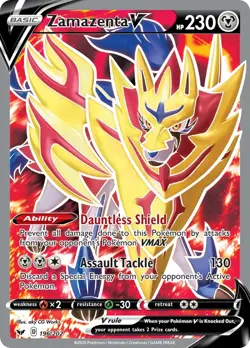 ZAMAZENTA V 196/202 ULTRA RARE SWORD & SHIELD POKEMON NEAR MINT - Image 1