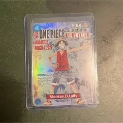 Bandai One Piece CCG Monkey.D.Luffy US Voyage Foil Full Art 5000 Power Card - Image 1