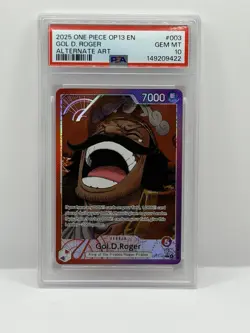2025 ONE PIECE OP 13 EN GOL D ROGER ALT ART PSA 10 - Image 1
