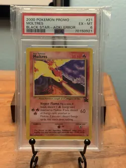 Pokemon TCG Moltres Black Star Promos 21 Aoki Error, PSA 6 - Image 1