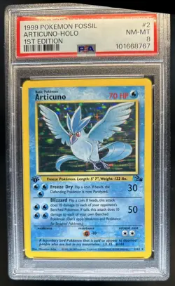 1999 Pokemon Fossil 1st Edition Articuno #2/62 PSA 8 - Image 1