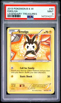 2013 POKEMON BLACK & WHITE LEGENDARY TREASURES #49 EMOLGA PSA 9 - Image 1