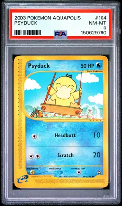 2003 POKEMON AQUAPOLIS #104 PSYDUCK PSA 8 - Image 1