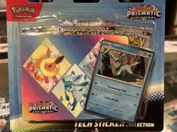 Pokemon TCG Prismatic Evolutions 3-Pack Blister Tech Sticker Collection Glaceon - Image 1
