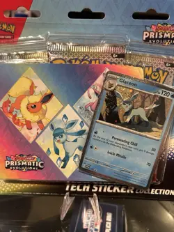 Pokemon TCG Prismatic Evolutions 3-Pack Blister Tech Sticker Collection Glaceon - Image 2
