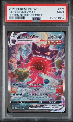 2021 POKEMON SWORD & SHIELD FUSION STRIKE SECRET #271 FULL ART/GENGAR VMAX PSA 9 - Image 1