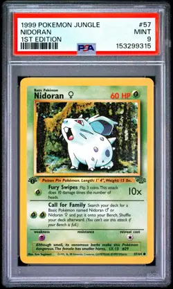 1999 POKEMON JUNGLE 1ST EDITION #57 NIDORAN PSA 9 - Image 1