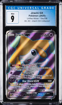 2020 POKEMON UNIFIED MINDS JIRACHI GX COLLECTION ALT. ART #79A JIRACHI GX CGC 9 - Image 1