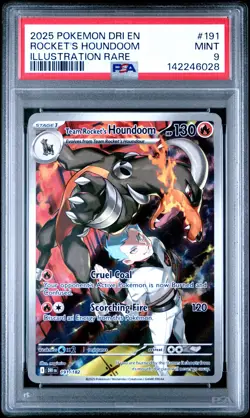 2025 POKEMON DRI EN-ILLUSTRATION RARE #191 TEAM ROCKET'S HOUNDOOM PSA 9 - Image 1