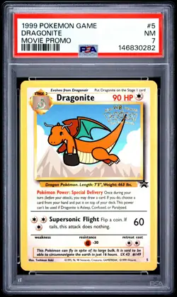 1999 POKEMON GAME MOVIE PROMO #5 DRAGONITE PSA 7 - Image 1