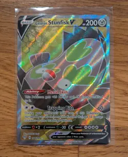 Galarian Stunfisk V 184/189 Ultra Rare Darkness Ablaze Pokemon Near Mint - Image 1