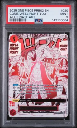 2025 ONE PIECE PRB02 ALTERNATE ART #020 COME ON!! WE'LL FIGHT YOU!! PSA 9 - Image 1