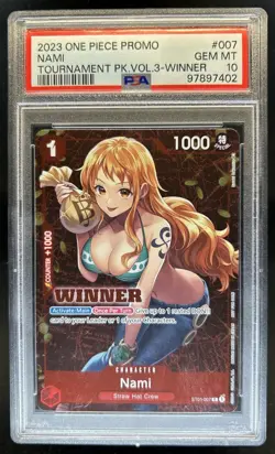 2023 One Piece Promo Nami Tournament Pack Vol 3 Winner #ST01-007 PSA 10 GEM MINT - Image 1