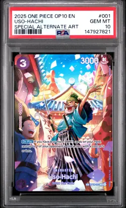 2025 ONE PIECE OP10-ROYAL BLOOD SPECIAL ALTERNATE ART #001 USO-HACHI PSA 10 - Image 1