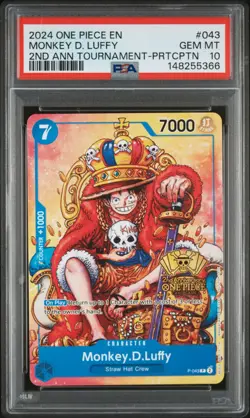 2024 ONE PIECE 2ND ANNIV TOURNAMENT-PARTICIPATION PROMO MONKEY D. LUFFY PSA 10 - Image 1