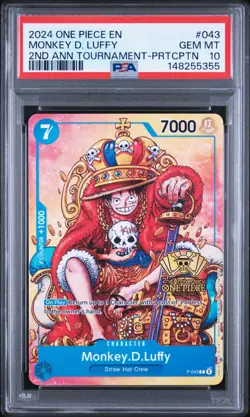 2024 ONE PIECE 2ND ANNIV TOURNAMENT-PARTICIPATION PROMO MONKEY D. LUFFY PSA 10 - Image 1