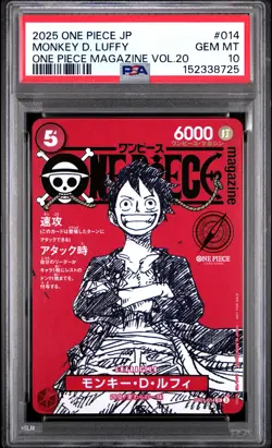 2025 ONE PIECE JAPANESE PROMOS ONE PIECE MAGAZINE VOL.20 MONKEY D. LUFFY PSA 10 - Image 1