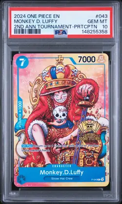 2024 ONE PIECE 2ND ANNIV TOURNAMENT-PARTICIPATION PROMO MONKEY D. LUFFY PSA 10 - Image 1