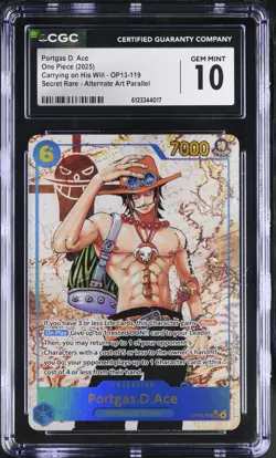 One Piece Carrying His Will Portgas D. Ace SEC Alt Art CGC Gem 10 OP13-119 - Image 1