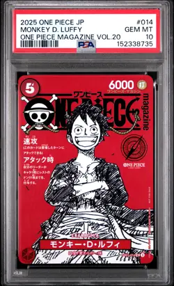 2025 ONE PIECE JAPANESE PROMOS ONE PIECE MAGAZINE VOL.20 MONKEY D. LUFFY PSA 10 - Image 1