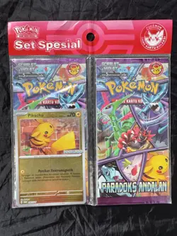 Indonesia Pokemon Card - Rare Reverse Holo Pikachu Stamp 100/SV-P -PROMO PACKS - Image 1