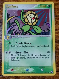 Sunflora 16/115 Reverse Holo Unseen Forces Incomplete Foil Error Pokemon Card LP - Image 1
