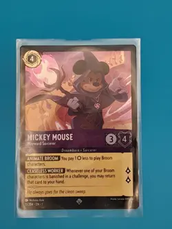 Disney Lorcana Mickey Mouse Wayward Sorcerer 51/204 Tcg Super RARE Foil Card NM - Image 1