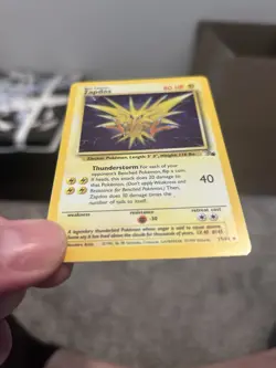 Zapdos Holo Rare 15/62 Fossil English 1999 HP80 Mitsuhiro Arita Pokemon Card - Image 1