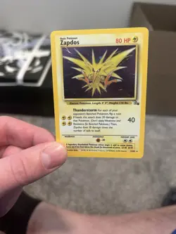 Zapdos Holo Rare 15/62 Fossil English 1999 HP80 Mitsuhiro Arita Pokemon Card - Image 2