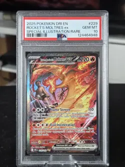 2025 Pokemon Team Rocket’s Moltres Special illustration Rare PSA 10 GEM MINT SIR - Image 1