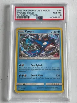 HOLO RARE Kyogre! PSA 8! NM-MINT! 2018 Pokemon Celestial Storm #46 LOW POP=38 - Image 1
