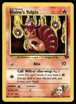 2000 Pokemon Gym - Challenge Blaine’s Vulpix #66 Light Play - Image 1