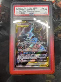 Garchomp & Giratina GX Psa 10 Gem Mint 2019 Sm193 Tag Team FA w/ Slab Guard - Image 1