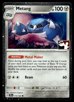 2025 Pokemon Stamped Prize Pack Series 7 Metang #114 Near Mint Holo - Image 1