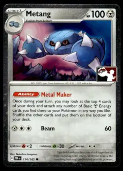 2025 Pokemon Stamped Prize Pack Series 7 Metang #114 Near Mint Holo - Image 1