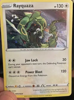 Rayquaza SWSH029 Holo Crown Zenith Pokemon W/ Holobleed And Swirl NM- - Image 1
