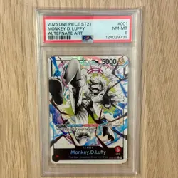 PSA 8 - Monkey D. Luffy ST21-001 L Parallel (Japanese) - One Piece CCG - Image 1