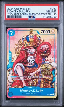 2024 ONE PIECE 2ND ANNIV TOURNAMENT-PARTICIPATION PROMO MONKEY D. LUFFY PSA 10 - Image 1