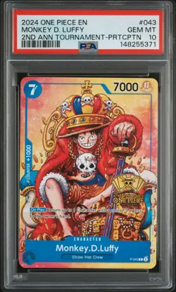 2024 ONE PIECE 2ND ANNIV TOURNAMENT-PARTICIPATION PROMO MONKEY D. LUFFY PSA 10 - Image 1