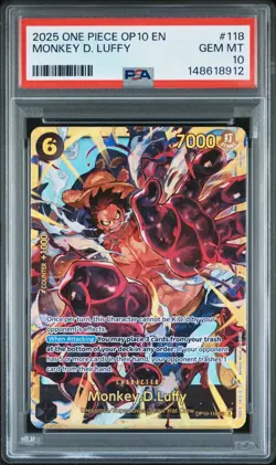 One Piece Monkey D Luffy OP10-118 PSA 10 Gem Mint - Image 1