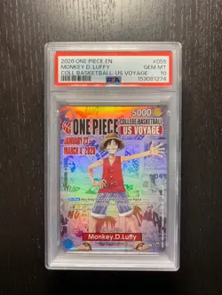 2026 ONE PIECE PROMOS COLLEGE BASKETBALL: US VOYAGE #055 MONKEY D. LUFFY PSA 10 - Image 1