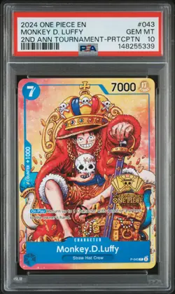 2024 ONE PIECE 2ND ANNIV TOURNAMENT-PARTICIPATION PROMO MONKEY D. LUFFY PSA 10 - Image 1
