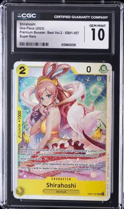 2025 ONE PIECE PREMIUM BOOSTER: BEST VOL.2 SUPER RARE SHIRAHOSHI CGC 10 GM - Image 1