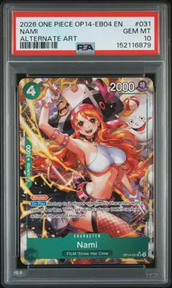 2026 ONE PIECE OP14-EB04-THE AZURE SEA'S SEVEN ALTERNATE ART #031 NAMI PSA 10 - Image 1