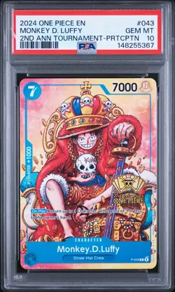 2024 ONE PIECE 2ND ANNIV TOURNAMENT-PARTICIPATION PROMO MONKEY D. LUFFY PSA 10 - Image 1