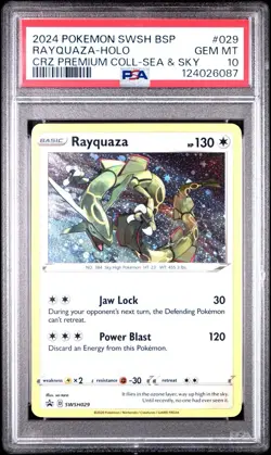 2024 POKEMON BLACK STAR PROMOS COSMOS HOLO SWSH029 RAYQUAZA PSA 10 - Image 1