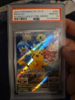 Pokemon Pikachu Holo 2022 CHI Sv-P Promotional Cards 001/SV-P PSA 10 Promo - Image 3