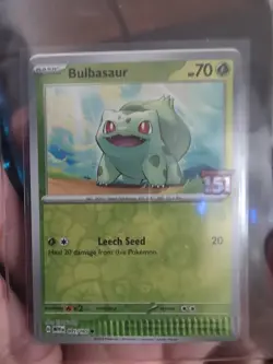 Pokemon TCG SV: 151 Bulbasaur Best Buy Stamped Promo Crimped/Miscut Error Card - Image 1